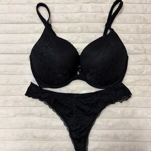 Victoria's Secret Black Lace Bra and Panty Set